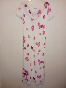Vtg Jessica Howard Chiffon Cream Long Dress W/Pink Flowers & Cowl Neck Size 10 - Picture 1 of 4