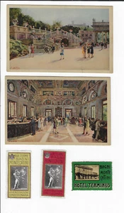 Cartoline Pubblicitarie Arte Italiana Hotel Montecatini Bagni con Francobolli Artista Firmate - Foto 1 di 2