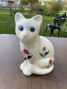 Vintage ELPA Alcobaca Portugal Keramik Katze Figur blau Glasaugen 8 1/2" - Bild 1 von 13