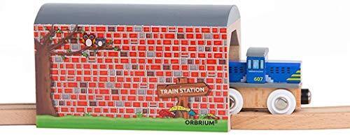 Orbrium Toys Large Wooden Train Tunnel for Wooden Railway Fits Thomas Brio