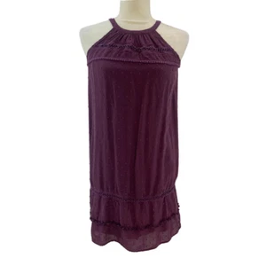 Ann Taylor LOFT Shift Dress Swiss Dot Halter Neck Purple Plum Size XS - Picture 1 of 10