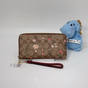 Coach C8736 lange Geldbörse mit umlaufendem Reißverschluss aus charakteristischem Canvas mit Wildblumenmuster neu mit Etikett - Bild 1 von 5