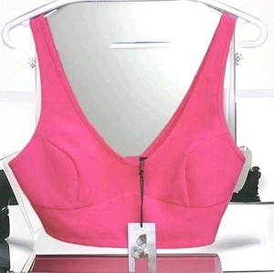 NWT Sincerely Jules Wide Band Sport Bra Womens sz Small Fushia Pink L14" W28" - Picture 1 of 12