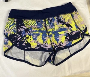 Pantaloncini Ivivva By Lululemon con fodera bambina taglia 14 blu giallo ottimi - Foto 1 di 4