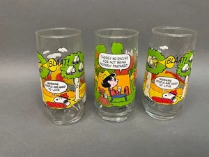 3 Vintage Peanuts Charlie Brown Snoopy Glass Tumblers McDonalds Camp Collection - Picture 1 of 7