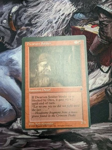 MTG Dwarven Soldier (53a) Fallen Empires sheet edge miscut error misprint - Picture 1 of 2