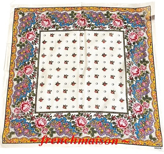 Souleiado Французский Прованс Провансальский Белый Цветочный Цветочный Шарф Бандана Подарок Новый - Изображение 1 из 1