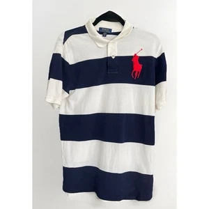 Polo Ralph Lauren Big Pony Polo Shirt Boys Short Sleeve Blue Striped XL 18-20 - Picture 1 of 7