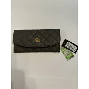 Portafoglio porta carte Badgley Mischka nuovo con etichette pelle vegan grigio diapositiva - Foto 1 di 2