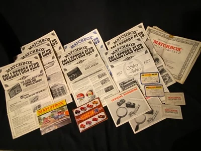 Lote Años 70 Matchbox Coleccionistas Club Artículos Boletines Catálogos Prendedores Tarjetas de Identificación Foto 1 de 4