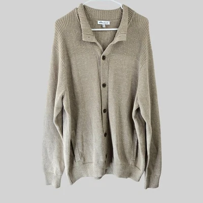 Cárdigan Peter Millar Grande Tostado Tejido Lana Merino Lino Preppy Suéter Abotonado Foto 1 de 4