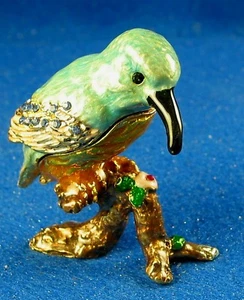 Blue & Gold Bird Enameled & Jeweled Trinket Box  NIB - Picture 1 of 1