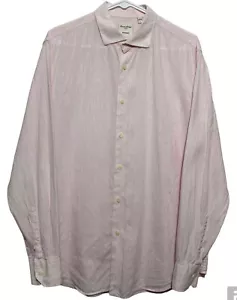 Baird McNutt Linen Shirt Mens Size Large Murano Pink White Pinstripe Long Sleeve - Picture 1 of 10