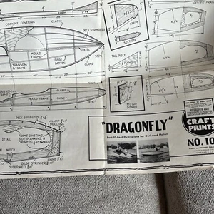 VINTAGE DRAGONFLY 10FT. HYDROPLANE SCIENCE AND MECHANICS BOAT PLANS - Picture 1 of 4