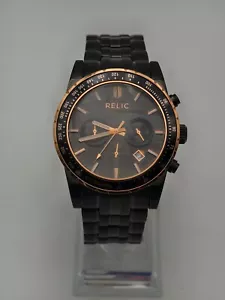 Vintage Relic Men ZR66301 Classic Chronograph Black Tone Quartz Watch, Works! - Bild 1 von 9