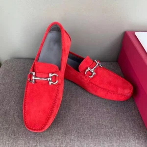 ItalianFerra gamoA+ Classic Men's Suede Cowhide Flat Loafers Business Shoes - Picture 1 of 28