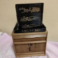 Japanese Noto Wajima Lacquer, 3-Tiered Box, 6.5 Inches, With Stand, Box Included
