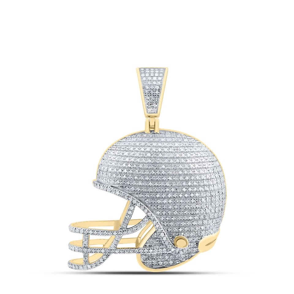 Helmet Mens Charm Pendant 10K Yellow gold 3/4 Diamond CTW - Image 1 of 1