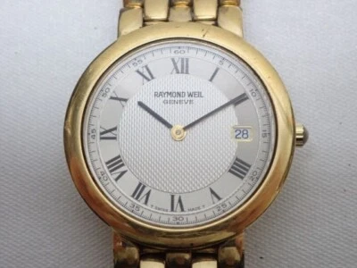 Relógio de quartzo masculino Raymond Weil Geneve 9181 Saxo ouro 18K galvanizado - Imagem 1 de 4