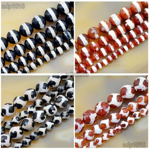 Tibetan Old Agate Gemstone Faceted Round Loose Beads 15'' 6mm 8mm 10mm 12mm - Picture 1 of 35