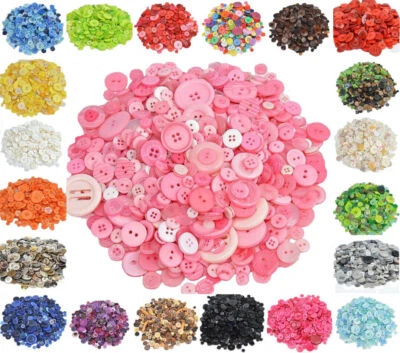 100Pcs Round Resin Buttons for Sewing Apparel DIY Craft Arts Handmade Mixed Size - Image 1 of 4