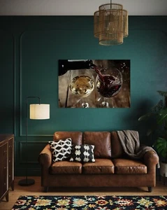 Wein Leinwand Bild Rotwein Weißwein Dekoration Wandbild Weinliebhaber - Bild 1 von 4