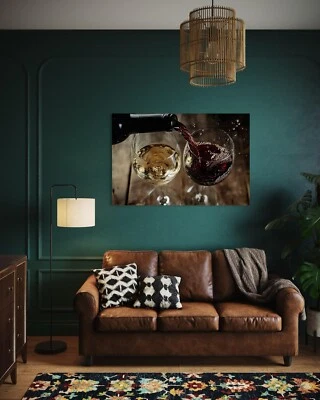Wein Leinwand Bild Rotwein Weißwein Dekoration Wandbild Weinliebhaber - Bild 1 von 4