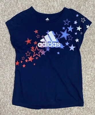 Girl’s Adidas Blue Sleeveless Activewear Shirt W/Stars Size-M (10/12) - Image 1 of 4