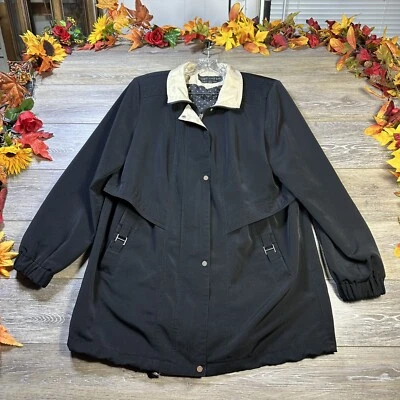 Rain Coat Size Large Black Windbreaker Lined Warmer Jacket By Fleet Street - Image 1 of 4