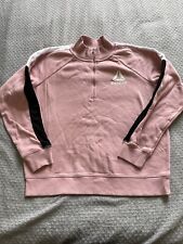 Reebok Sweatshirt PINK Colorblock Fleece Qtr Zip Womens Size XL