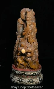 Sello de sello de dragón tallado piedra Tianhuang Shoushan natural chino antiguo de 8,4" - Imagen 1 de 8