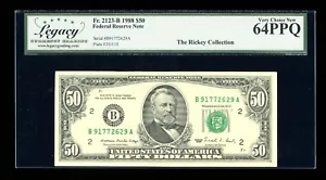 DBR 1988 $50 FRN New York Fr. 2123-B Legacy 64 PPQ Serial B91772629A - Picture 1 of 2