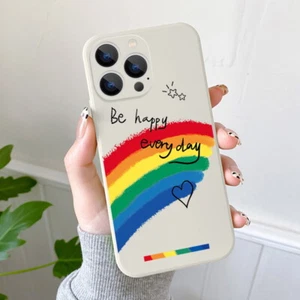 Rainbow Silicone Soft Case Cover For iPhone 15 14 13 12 11 Pro Max XR XS 8 7 SE - Picture 1 of 22