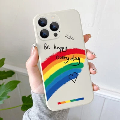 Rainbow Silicone Soft Case Cover For iPhone 15 14 13 12 11 Pro Max XR XS 8 7 SE - Image 1 of 4