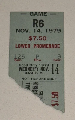 Warriors Suns Game Used NBA Ticket Stub Moses Malone Rudy Tomjonavich 1979 - Image 1 of 3