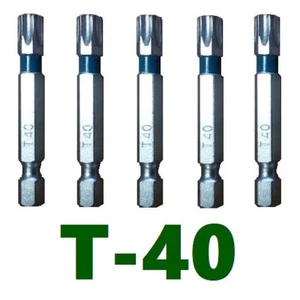 Bulk Torx Bit Set T40 2 inch Quick Change 1/4 in. Drive 5 Pack Star Bit T-40 T40 - Picture 1 of 2