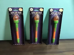 3 Vintage HALLOWEEN Orange & Grün Kürbis Lite Up Stift - NEU - Bild 1 von 7