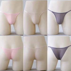 Underwear G String Sheer Briefs Bikini Thong Seamless Solid Pouch Ice Silk ♡ - Picture 1 of 20