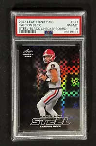 2023 Leaf Trinity Football S21 Carson Beck 3/3 acciaio vanadio PSA 8 - Foto 1 di 6