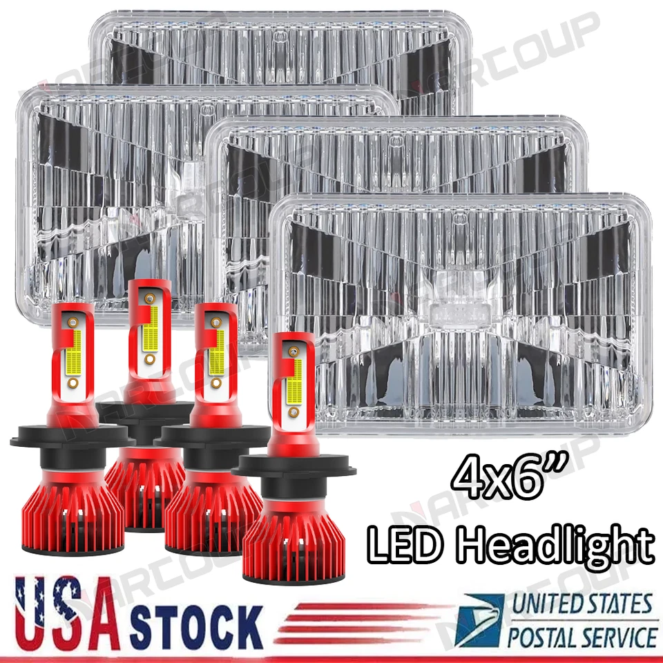 4X Fit Oldsmobile Cutlass Delta 88 1977 1978 1979 4x6" LED Headlights Hi*Lo Beam - Изображение 1 из 4