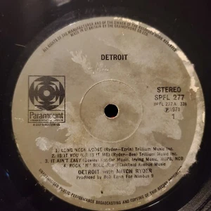 Detroit With Mitch Ryder – Detroit - 1972 Rock n Roll - No Cover - UK Release - Picture 1 of 3