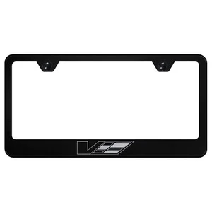 Cadillac V Logo Laser Etched License Plate Frame (Black) - Foto 1 di 4