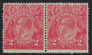1922 King George V 2d Bright rose-scarlet Single Wmk Pair MVLH SG 63 - Picture 1 of 2