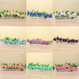 Guirnalda de rosas hogar hágalo usted mismo decoración de fiestas vid hiedra 7 pies flor artificial imitación seda - Imagen 1 de 26