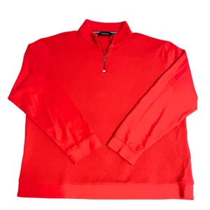 Bugatchi 100% Cotton Golf Pullover Sweatshirt Mens Size 2XL Red Zip Waffle Knit - Picture 1 of 8