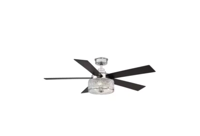 52" Polished Nickel Crystal  Indoor Ceiling Fan with Light and Remote Control - Image 1 of 4