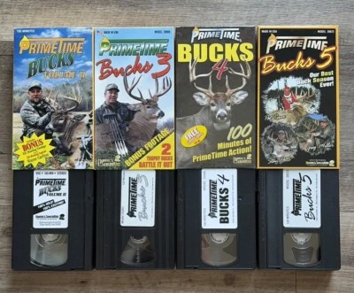 Primetime Bucks 2 3 4 5 (Deer Hunting) VHS Vintage Tape Lot Pro Staff FREE SHIP - Image 1 of 4
