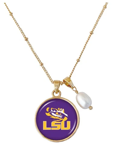 LSU Tigers Diana Gold and Pearl Saturn Necklace Jewelry Gift Louisiana State Cover