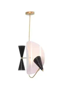 3 Light Mid Century Ceiling Cone Style Raw Brass Chandelier Light Fixture - Picture 1 of 9