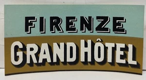 Vintage Firenze Grand Hotel Italy Luggage Ad Travel Label - Picture 1 of 2
